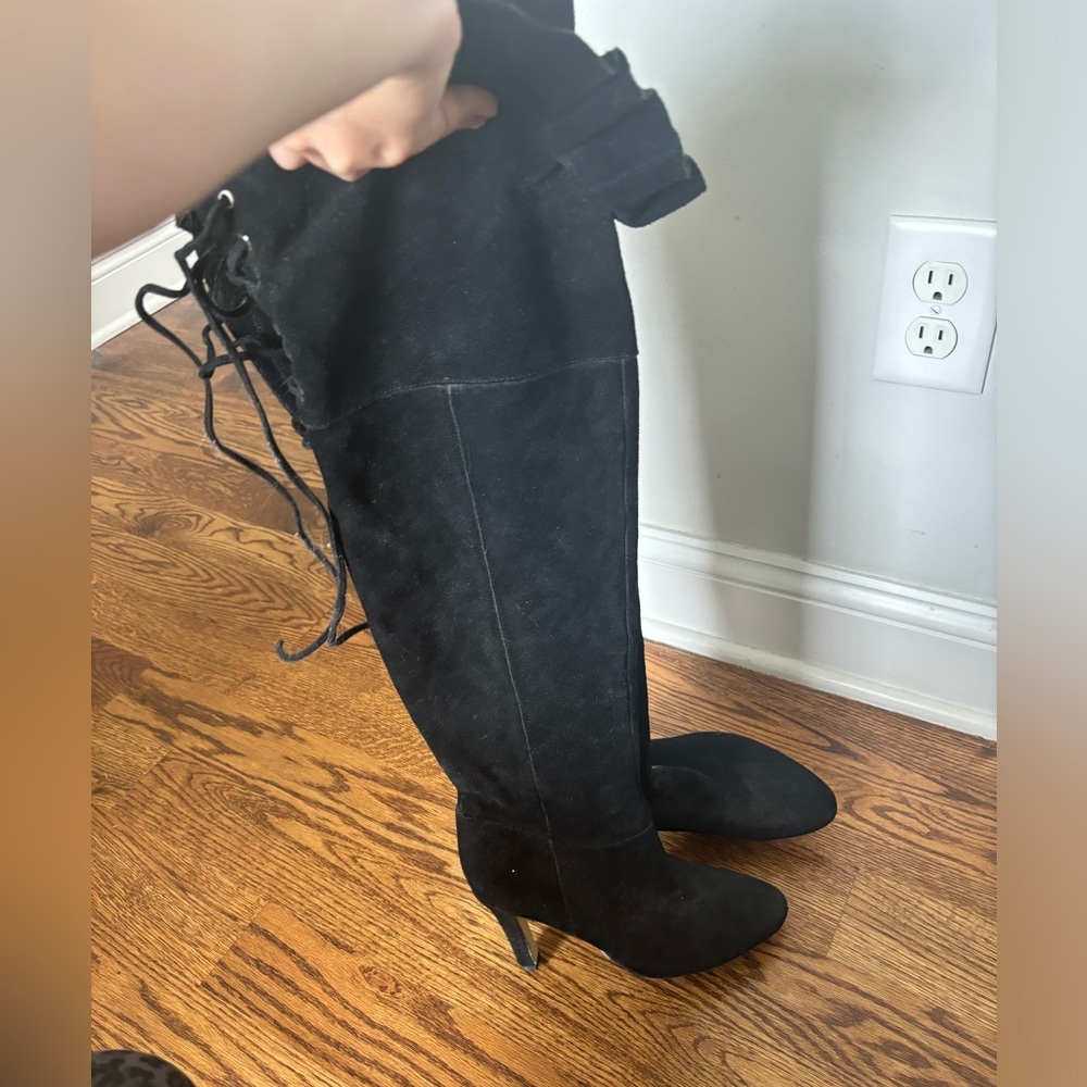 New Black Suede Over the Knee Boots